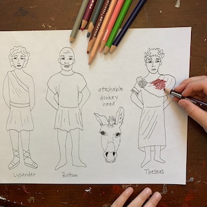 Color-Your-Own “A Midsummer Night’s Dream” Shakespeare popsicle puppets