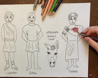 Color-Your-Own “A Midsummer Night’s Dream” Shakespeare popsicle puppets