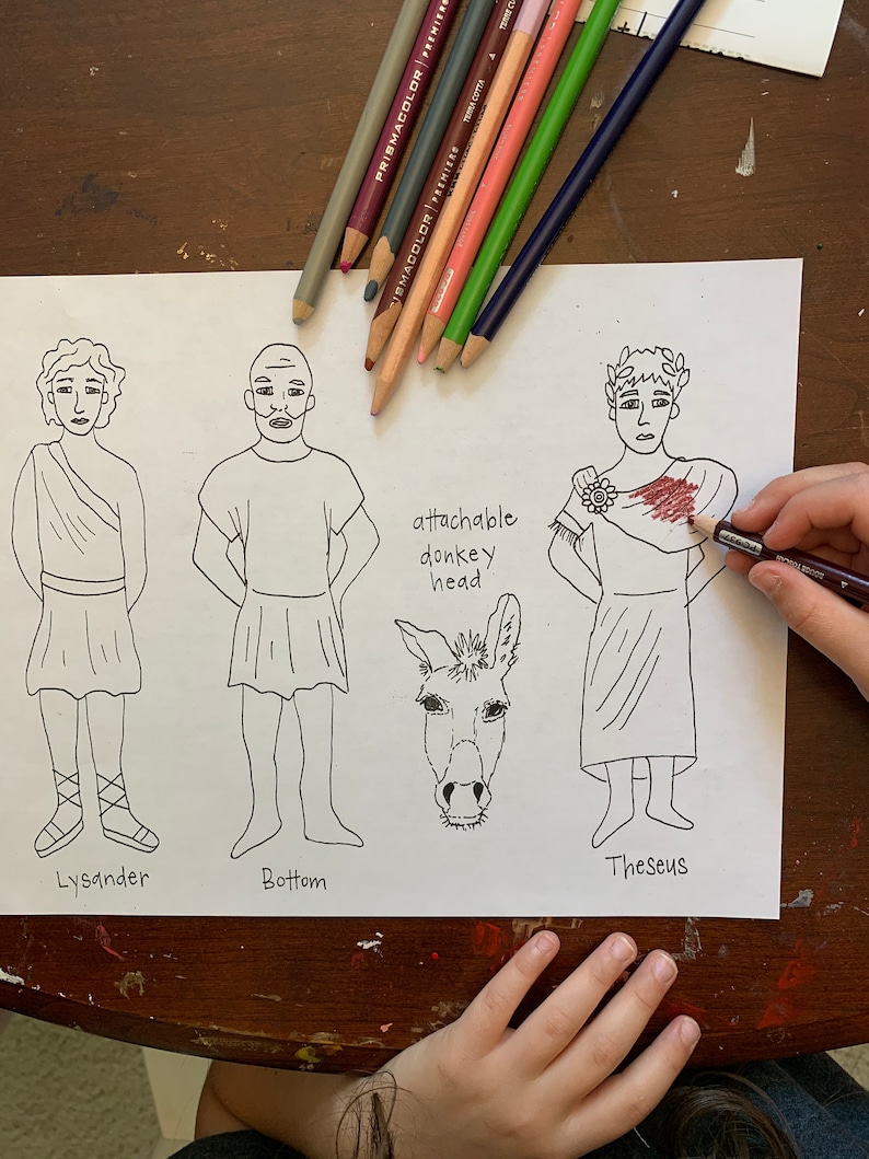 Color-Your-Own A Midsummer Nights Dream Shakespeare popsicle puppets image 1