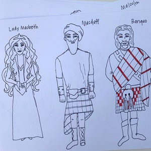 Color-Your-Own &quot;Macbeth&quot; Shakespeare popsicle puppets