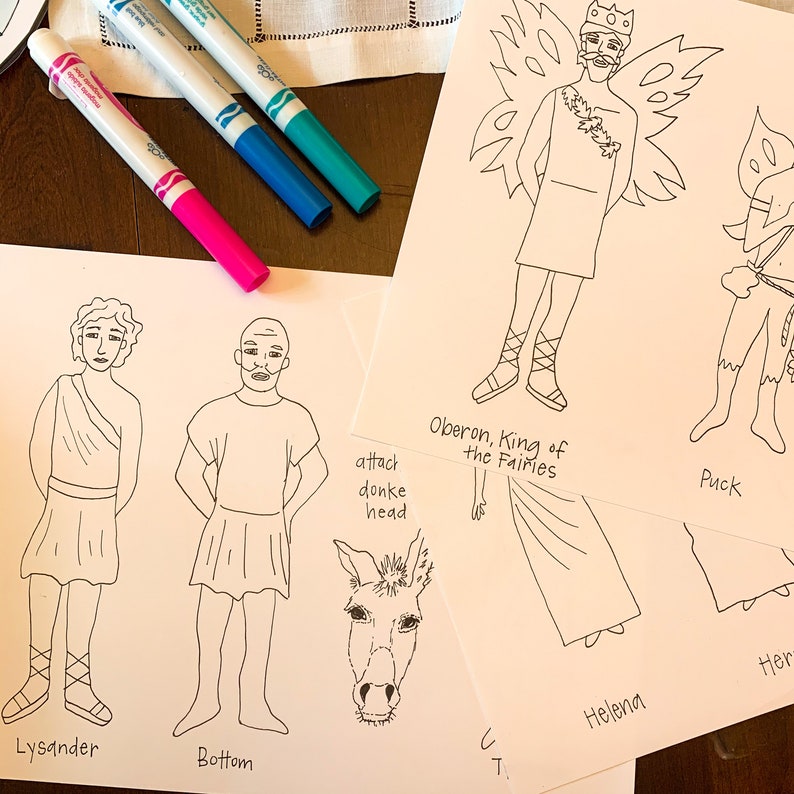 Color-Your-Own A Midsummer Nights Dream Shakespeare popsicle puppets image 3