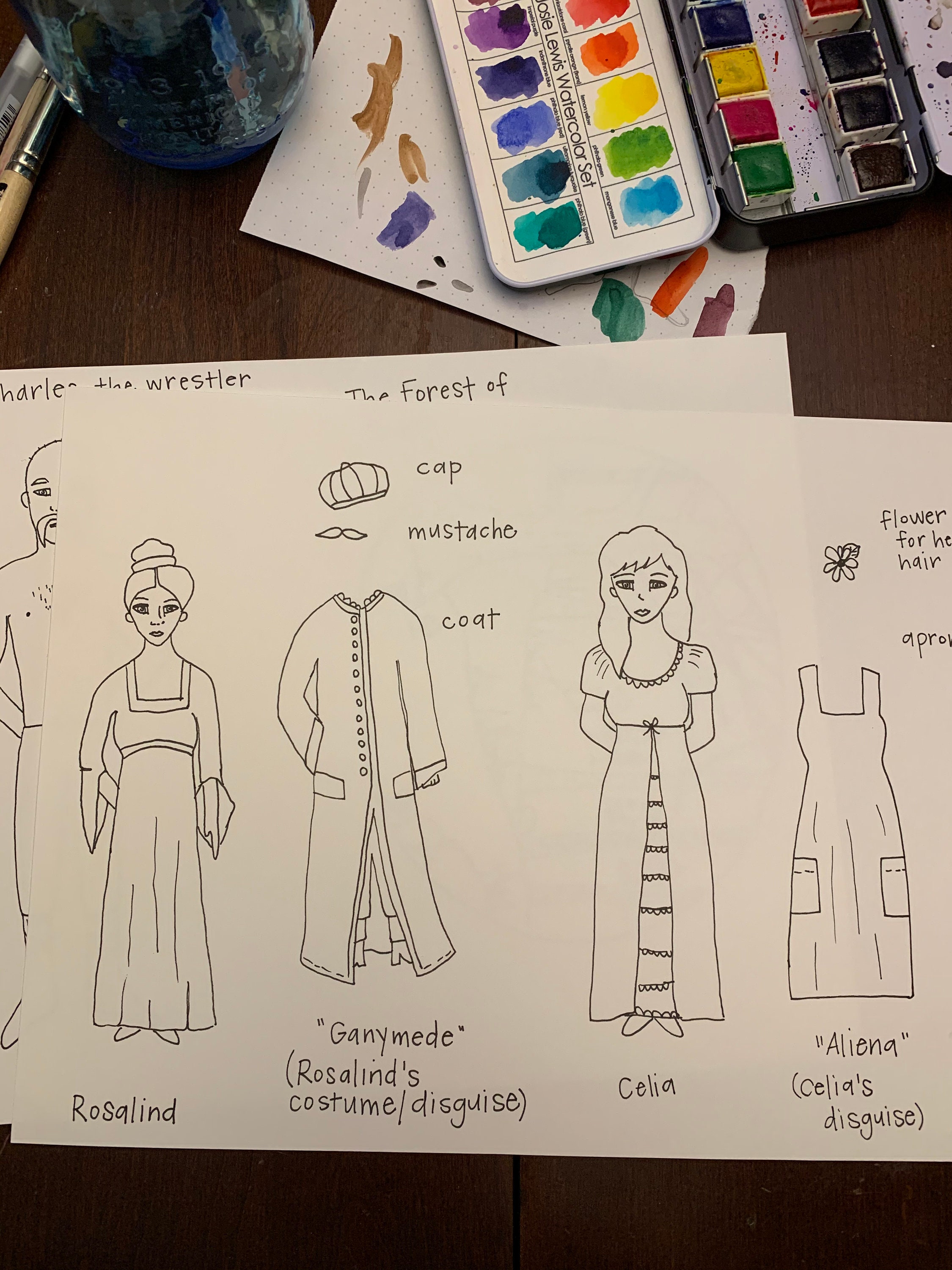 Color-Your-Own As You Like It Shakespeare popsicle puppets
