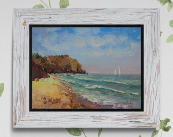 Strandlandschaft Kleines Gemälde Original Kunstwerk Wand Kunst am Meer Ölgemälde Seelandschaft Malerei Freilichtmalerei Impressionismus Meerblick