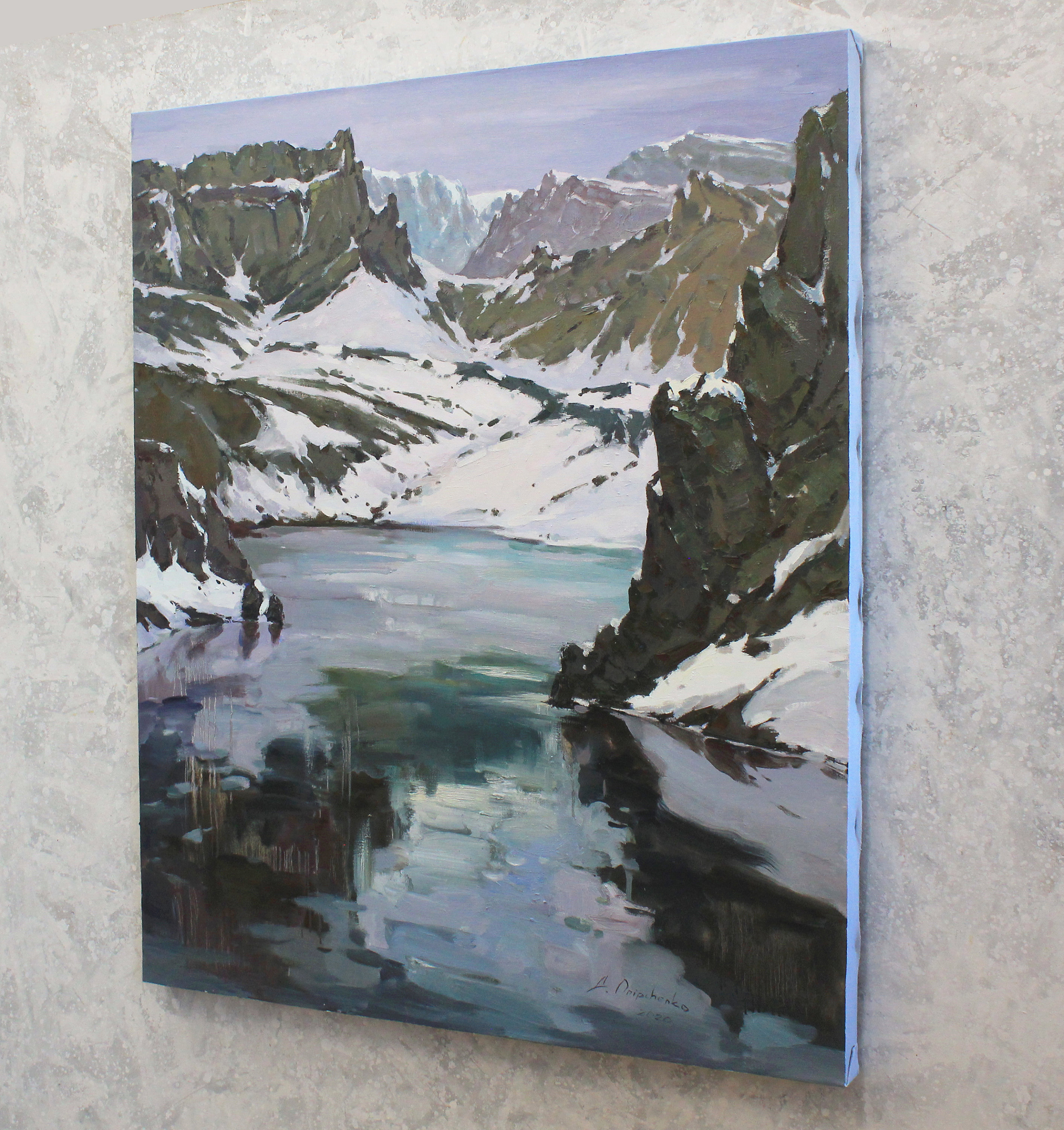 Mountain Lake Original Oil Painting Large Canvas Art Landscape Painting ...