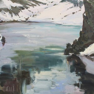 Mountain Lake Original Oil Painting Large Canvas Art Landscape Painting ...