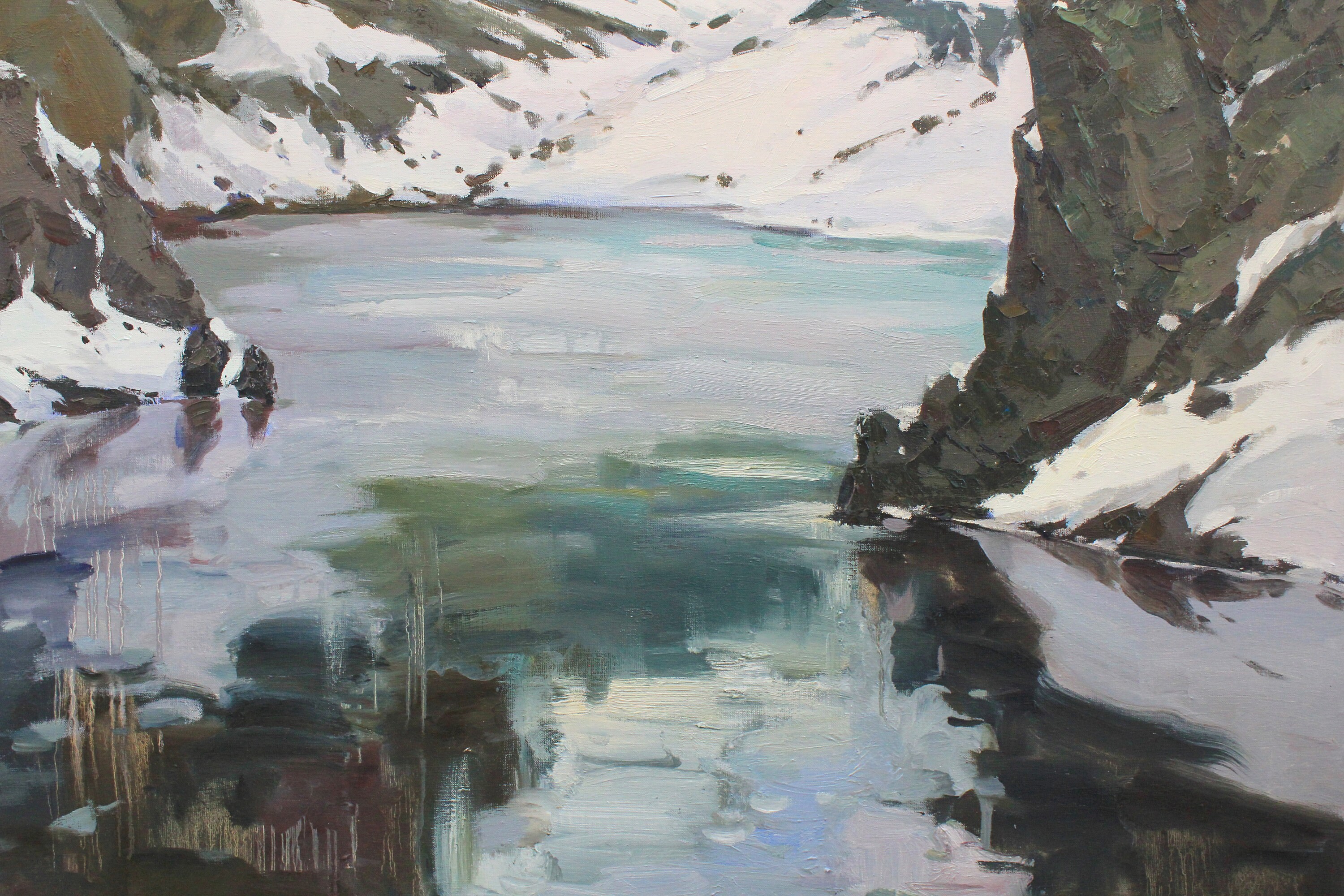 Mountain Lake Original Oil Painting Large Canvas Art Landscape Painting ...