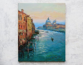 Grand Canal, Venice - Italian Landscape painting Original impasto landscape painting textured Oil painting Italy wall art