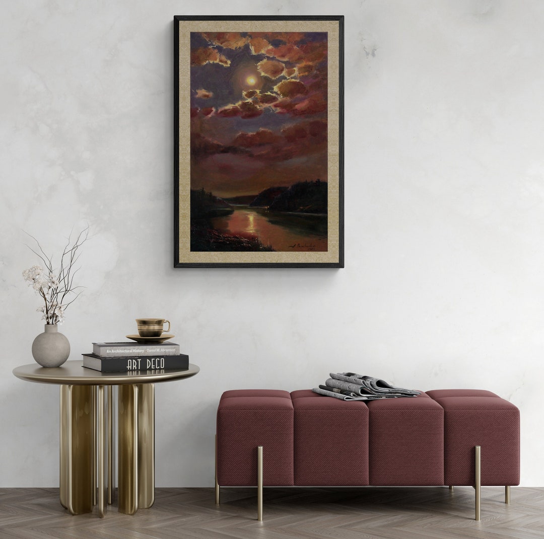 Night Sky Art Moon Clouds Art Original Painting Plein Air Painting ...