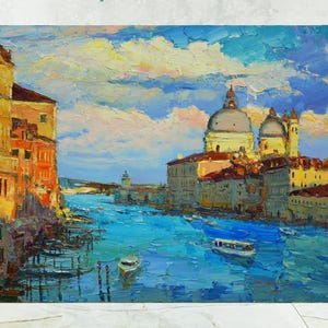 Grand Canal, Venice - Italian Landscape painting Original impasto landscape painting textured Oil painting Italy wall art