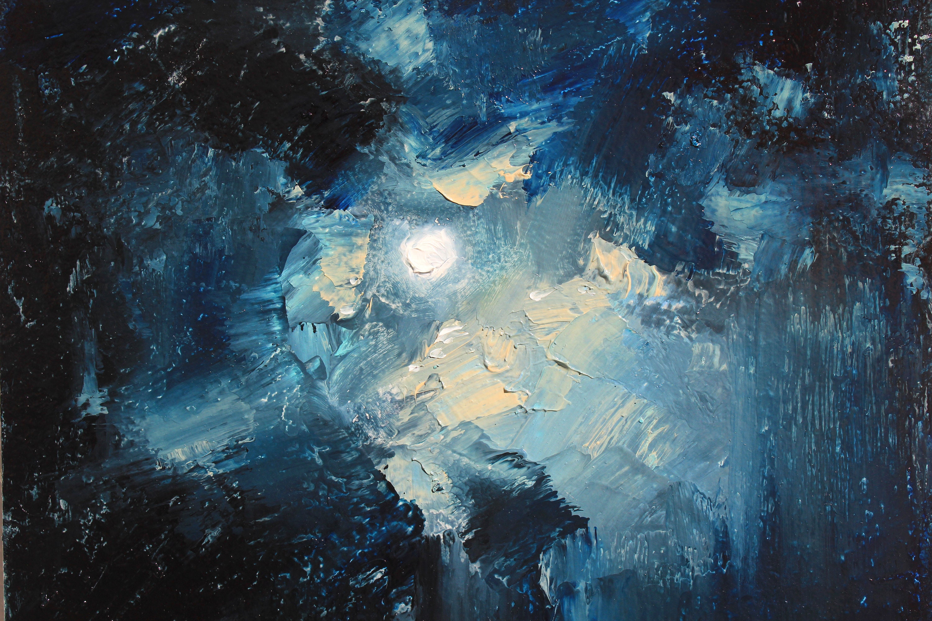 Original art Full moon landscape Seascape painting Plein air Etsy