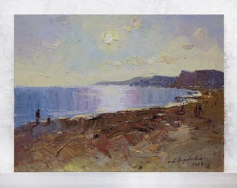 Strand Seelandschaft Original Ölgemälde Fine Art Meer Impasto Malerei Impressionismus Strandhaus Seelandschaft