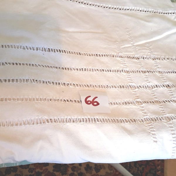 Vintage French linen/metis Sheet with 6 rows of Ladderwork