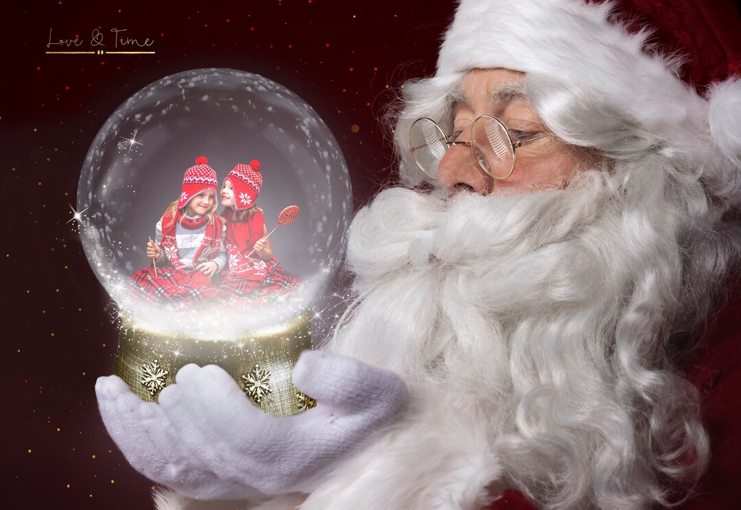 Santa Holding Snow Globe LAYERED PSD Christmas Digital - Etsy UK