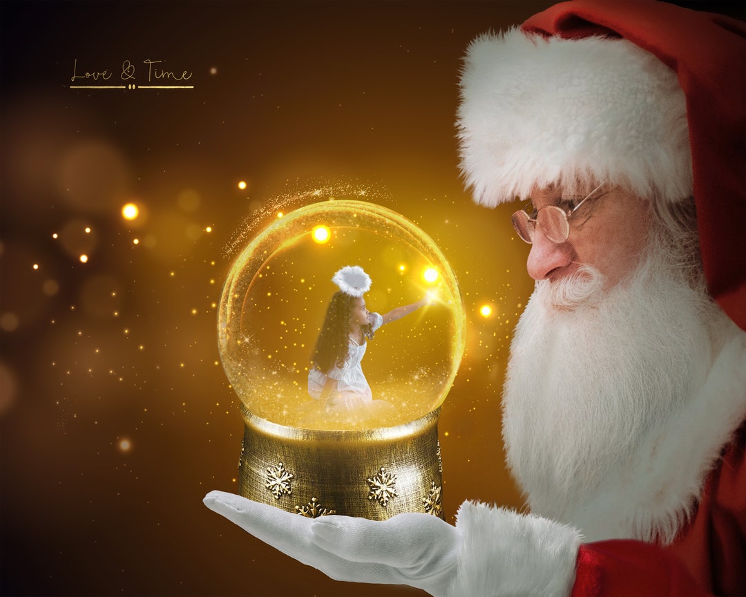 Santa Holding Snow Globe LAYERED PSD Christmas Digital - Etsy Australia