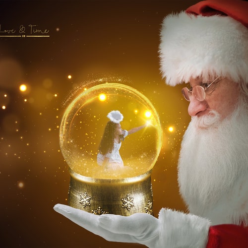 Santa Holding Snow Globe Santa Globe LAYERED PSD Snowglobe - Etsy