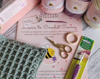 Premium Learn to Crochet Kit - FULL KIT - Crochet Course for Beginners, DIY Crochet Kit, Crochet Essentials