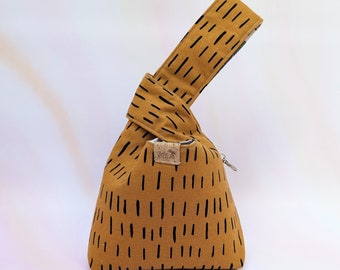 Japanese Knot Bag, On-the-Go Project Bag, Sock Knitting Bag, Grab and Go Project Bag