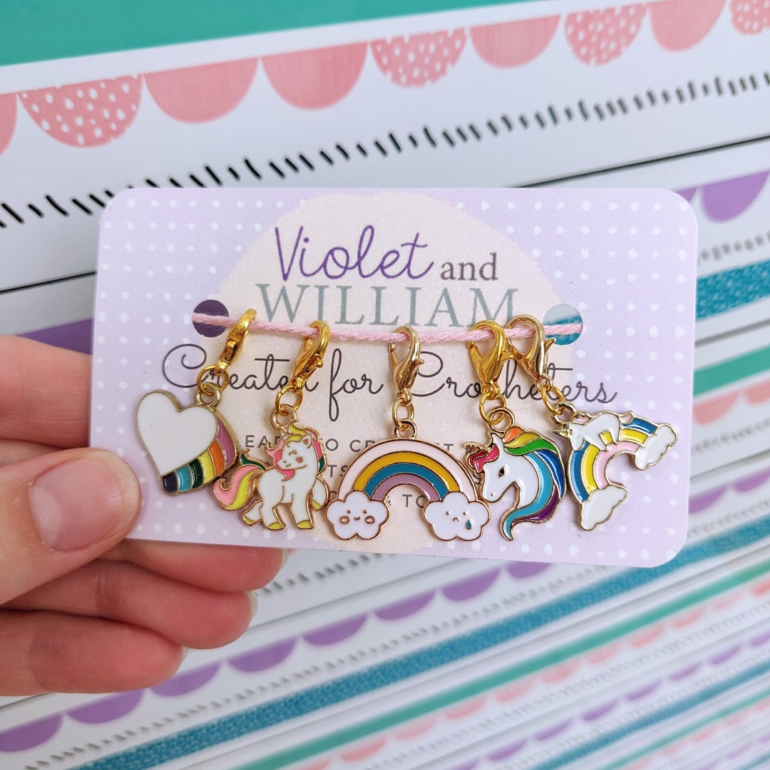 Rainbows and Unicorns Stitch Marker Set Five Rainbow and Etsy