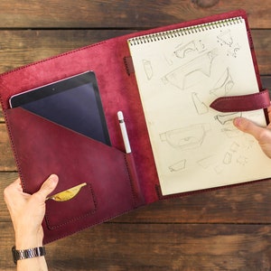 Leder A4 Portfolio: iPad Folio, Notizblock Halter, Organizer Planner