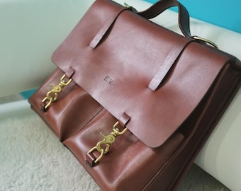 Sophisticated Handmade Leather Work Bag for Men - Customizable Laptop Briefcase