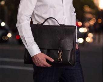 Pasta executiva personalizada feita à mão em couro para laptop: Bolsa de trabalho masculina