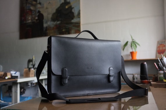 Handmade Leather Mens Cool Messenger Bag Briefcase Work Bag Business B –  iwalletsmen