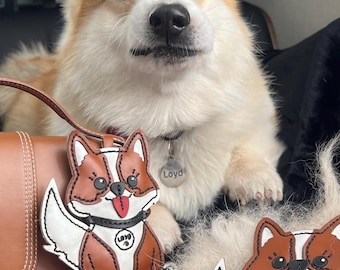Handmade Leather Corgi Bag Charm: Dog Lover Keychain