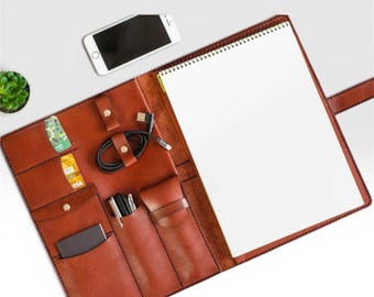 Personalized Leather Portfolio: Letter Size A4 Document Organizer