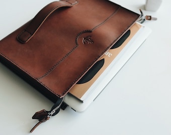 Étui portefeuille en cuir A4 fabriqué à la main Étui personnalisé Porte-documents Pochette pour documents Étui portefeuille en cuir pour Macbook