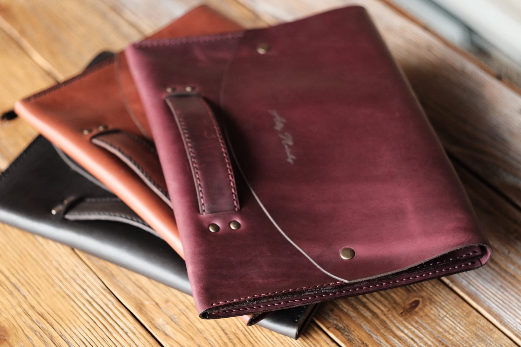 Handcrafted A4 Leather Folio Leather Portfolio Monogram Etsy Singapore