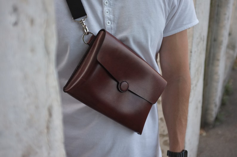 Leather crossbody bag, leather belt bag, Leather mens small bag, leather mens cross body, bag waist pack, purse men, Street style bag image 1