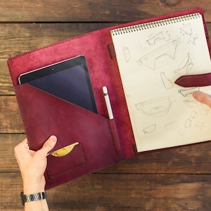 Elegante portafoglio in pelle - Porta iPad, A4 A5 Padfolio, Blocco note e porta documenti, regalo per lui, regalo per lei