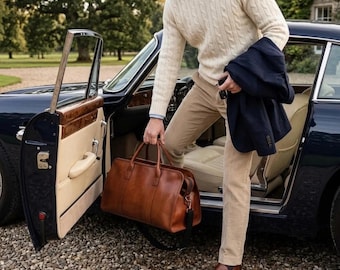 Custom Leather Duffle Bag, Graduation Gift For Men, Overnight Travel Weekender