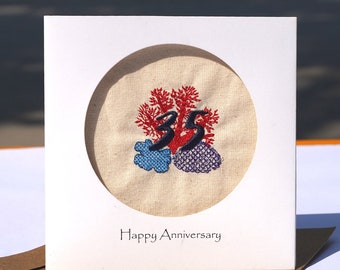 35th wedding anniversary card, Coral anniversary card, Handmade Anniversary Card for wife, husband, couple