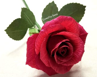 1st Wedding Anniversary Paper Flower Handmade Crepe Paper Rose, 1st Anniversary Gift
