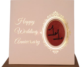 11th wedding anniversary card and bookmark keepsake 2in1, 11 years wedding anniversary card for wife