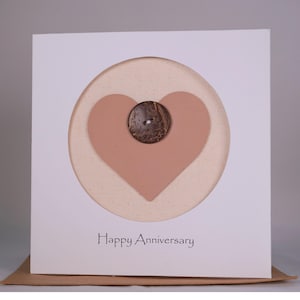 Wood 5th 5 year Wedding Anniversary Card For Her Him, Handmade Card for Happy Couple, Wife, Husband (05th)