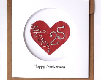 25th wedding anniversary card for wife husband couple, happy anniversary card