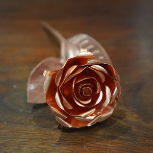 Copper Rose, 7th Copper Anniversary Gift, handcrafted copper rose for Valentine&#39;s Day, Mother&#39;s Day, Wedding Anniversary