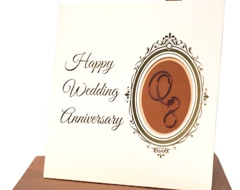 8th wedding anniversary card, bronze anniversary card and bookmark keepsake 2in1