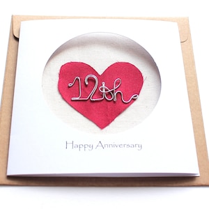 Real Silk 12th Wedding Anniversary Card For Her Him, Handmade Card for Happy Couple, Wife, Husband