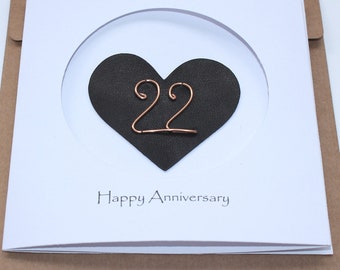 22nd Wedding Anniversary Card For Her Him, Handmade Anniversary Card for Wife, Husband, Couple