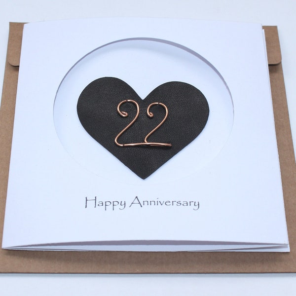 22nd Wedding Anniversary Card For Her Him, Handmade Anniversary Card for Wife, Husband, Couple