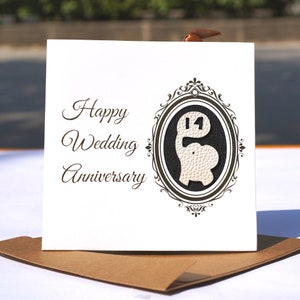 14th wedding anniversary card , ivory anniversary card, handmade anniversary card and bookmark 2in1 image 4