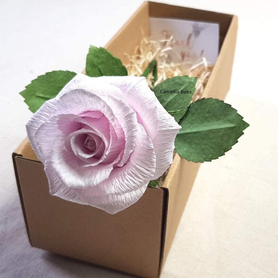 Paper Rose Gift, Single Long Stem Paper Rose for Mothers Day