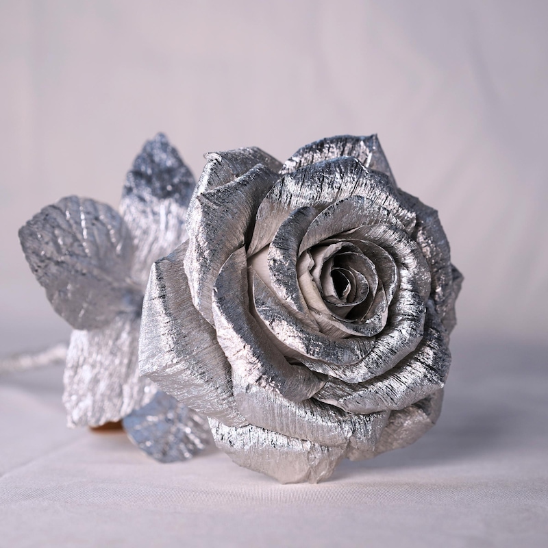 Metalic Paper Roses Metal Rose - Etsy
