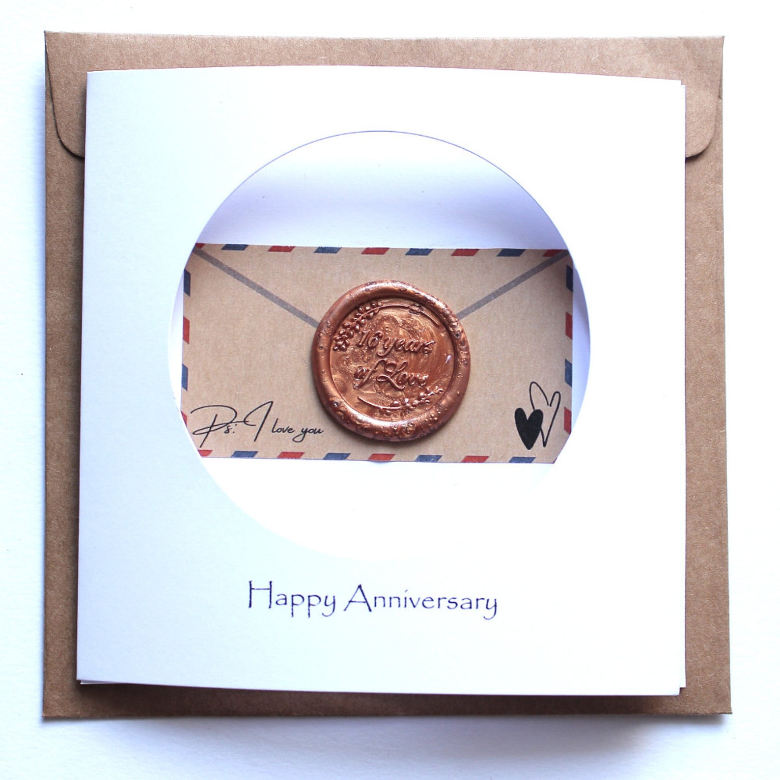 16th Wedding Anniversary Card for Her Him, Handmade Wax Anniversary