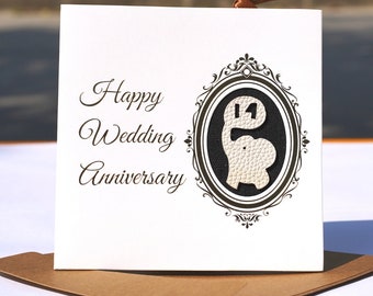 14th wedding anniversary card , ivory anniversary card, handmade anniversary card and bookmark 2in1