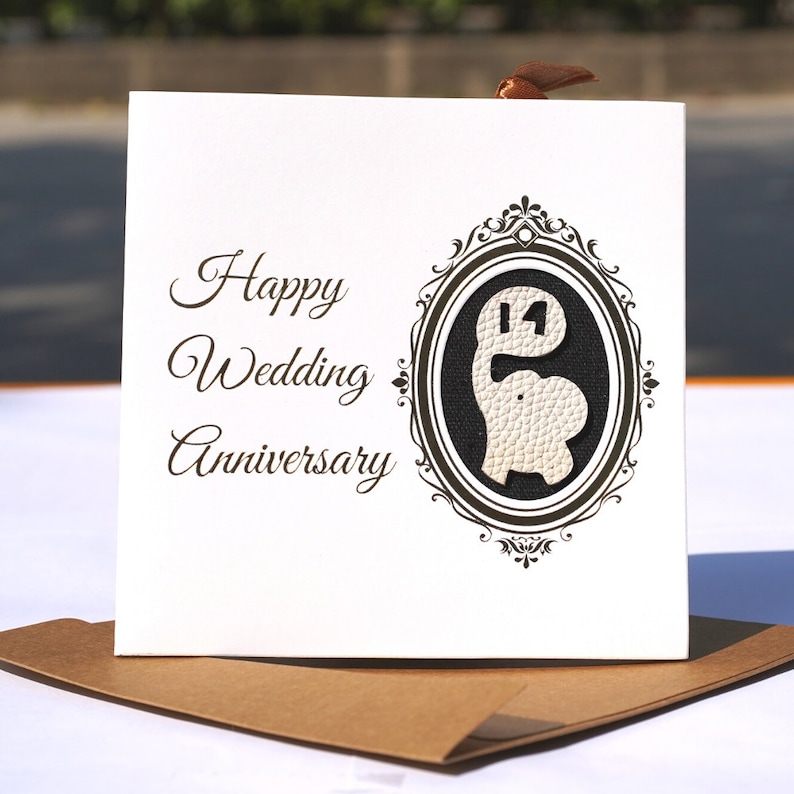 14th wedding anniversary card , ivory anniversary card, handmade anniversary card and bookmark 2in1 image 1