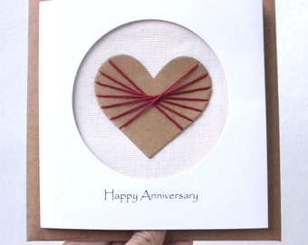 2nd Year Anniversary Cotton Card For Her Him, Handmade Card for Happy Couple, Wife, Husband (02nd)